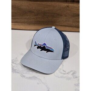 Patagonia Fitz Roy Trout Trucker Hat Powder Blue Mesh Snapback Cap
